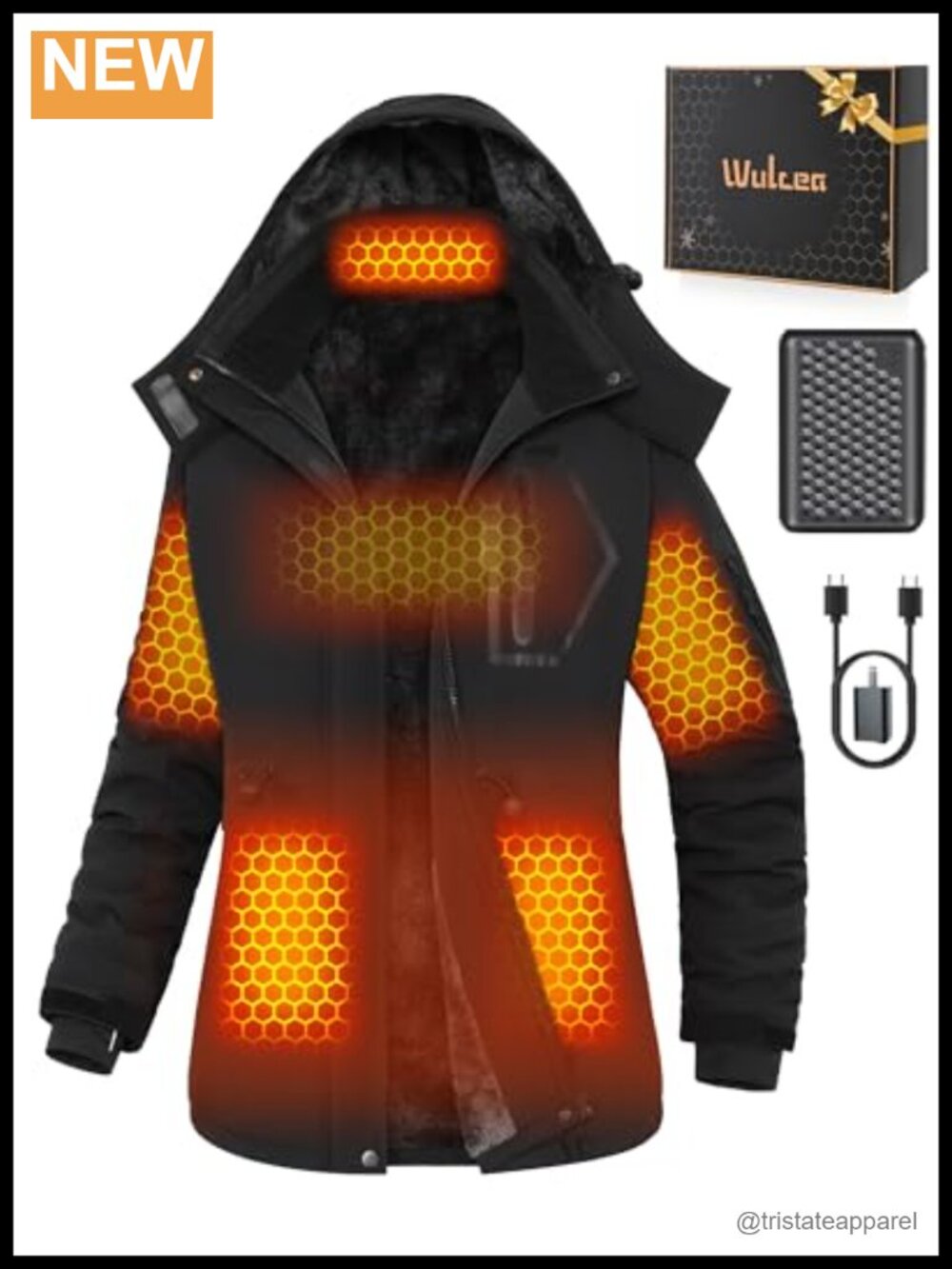 Wulcea Graphene Heated Jacket Women 12V 18400mAh Water-Repellent Winter Coat